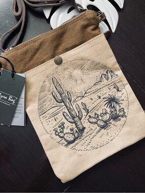 Myra Bag Desert Scene Crossbody in Beige and Brown